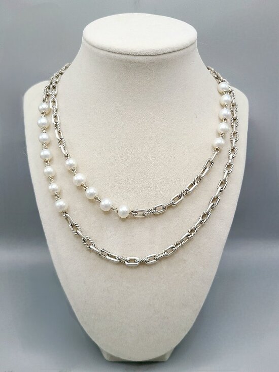 David Yurman Jewelry - David Yurman Madison Chain Necklace w/ Pearls - 36" - RARE